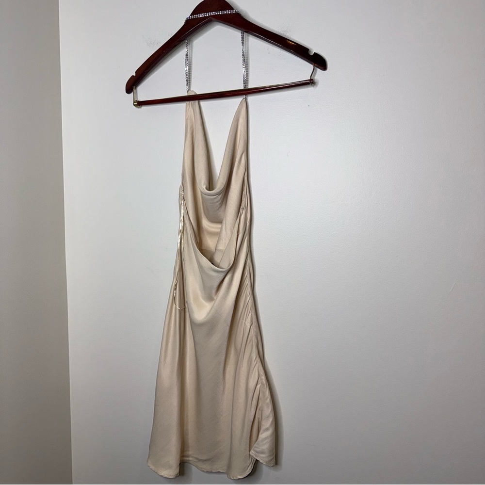 Zara Draped Satin Effect Halter Dress - Picture 6 of 7